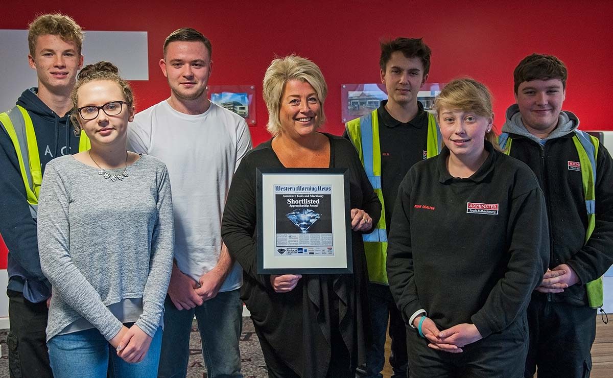 HR director Jane Boulton (centre) with the current intake of apprentices. 